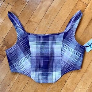 Purple Plaid Junior Crop Top